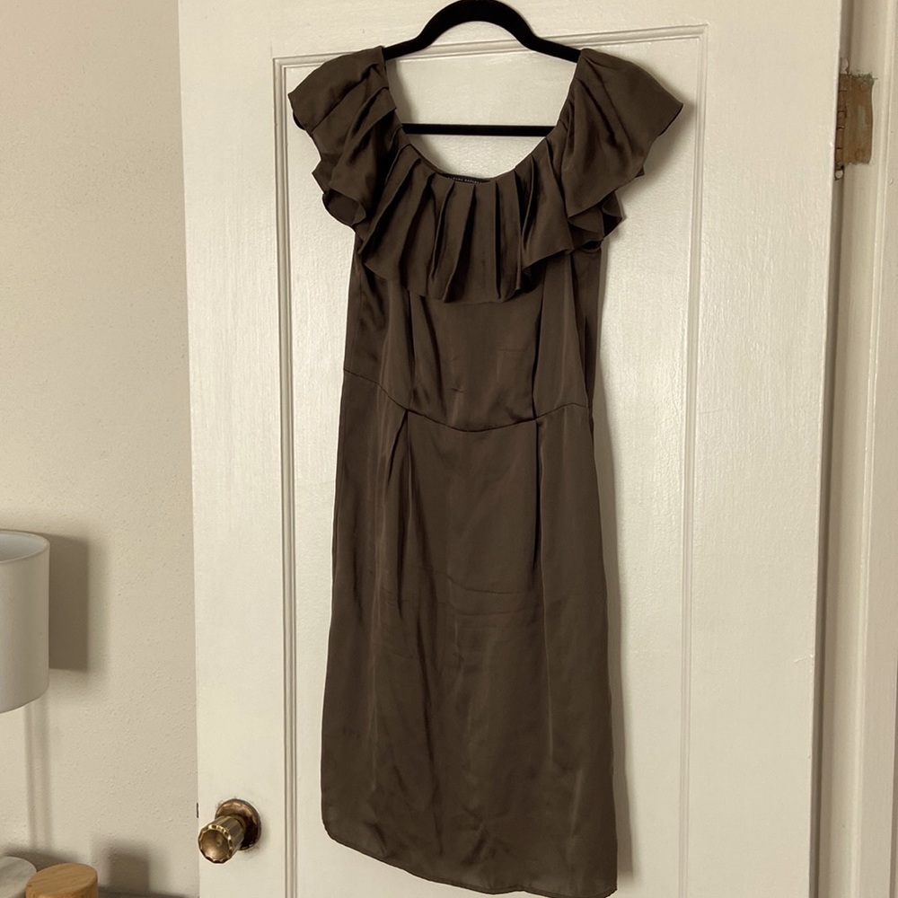Banana republic silk dress, army green.